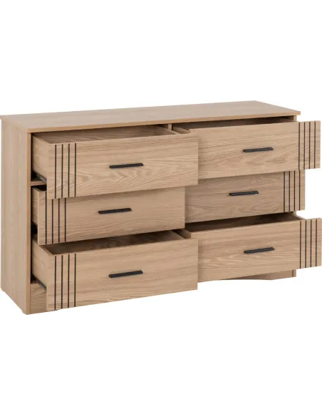Tessa 6 Drawer Chest - Natural Oak Effect
