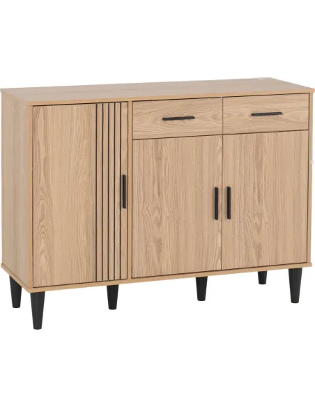 Tessa 3 Door 2 Drawer Sideboard - Natural Oak Effect