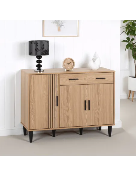 Tessa 3 Door 2 Drawer Sideboard - Natural Oak Effect