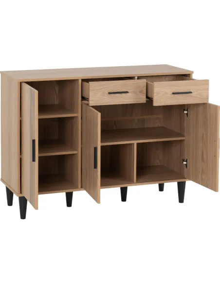 Tessa 3 Door 2 Drawer Sideboard - Natural Oak Effect