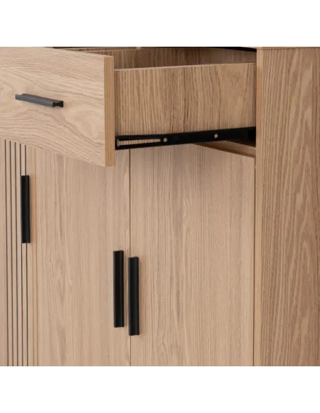 Tessa 3 Door 2 Drawer Sideboard - Natural Oak Effect