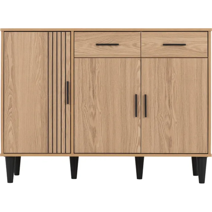 Tessa 3 Door 2 Drawer Sideboard - Natural Oak Effect