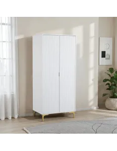 Miami 2 Door Wardrobe - White/Gold