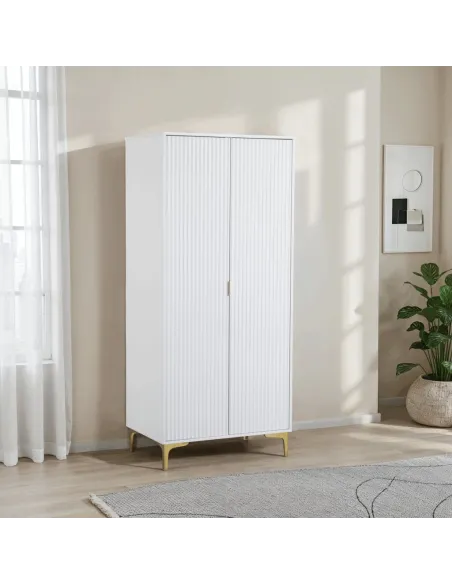 Miami 2 Door Wardrobe - White/Gold