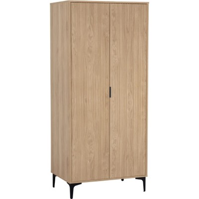 Miami 2 Door Wardrobe - Oak Effect/Black
