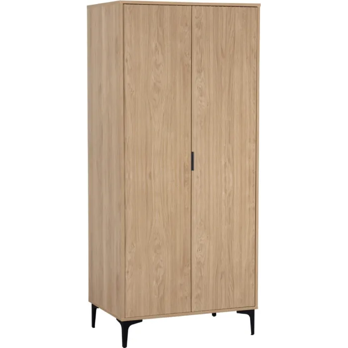 Miami 2 Door Wardrobe - Oak Effect/Black