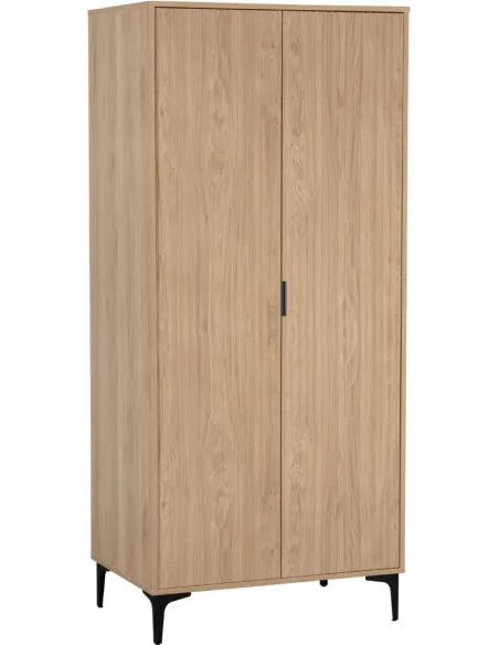Miami 2 Door Wardrobe - Oak Effect/Black