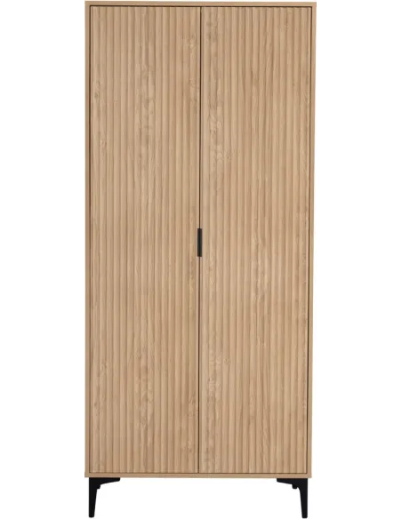 Miami 2 Door Wardrobe - Oak Effect/Black