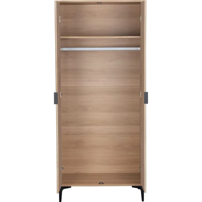 Miami 2 Door Wardrobe - Oak Effect/Black