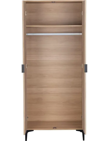 Miami 2 Door Wardrobe - Oak Effect/Black