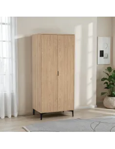 Miami 2 Door Wardrobe - Oak Effect/Black