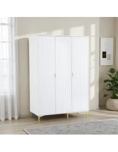 Miami 3 Door Wardrobe - White/Gold