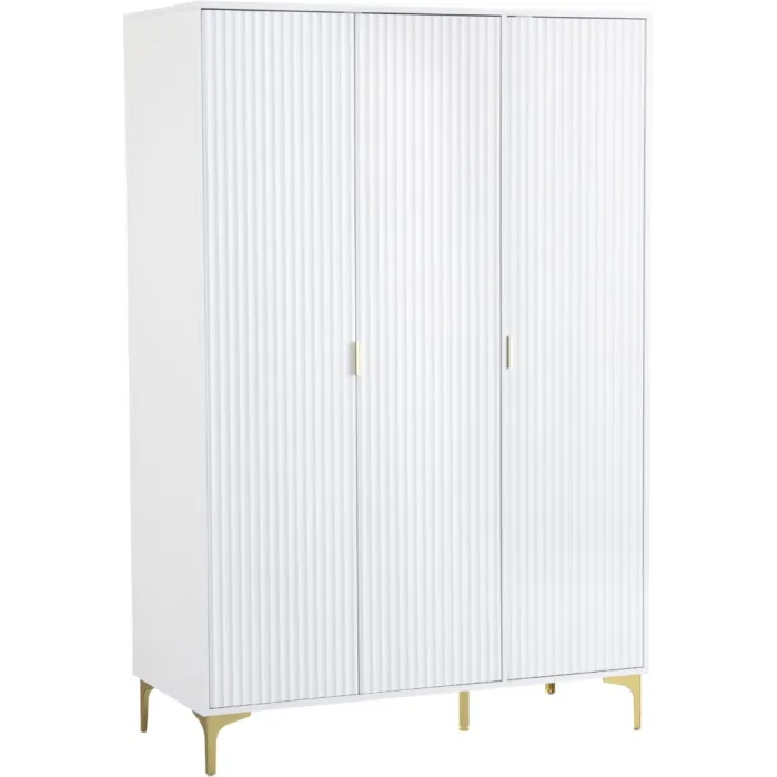 Miami 3 Door Wardrobe - White/Gold