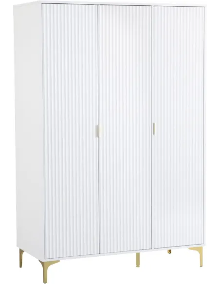 Miami 3 Door Wardrobe - White/Gold