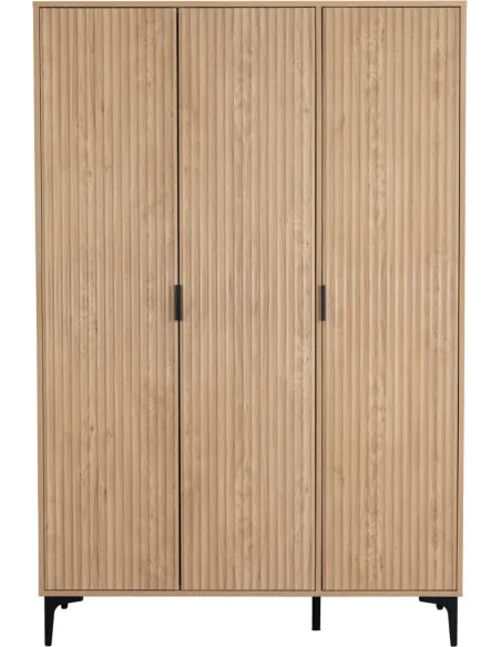 Miami 3 Door Wardrobe - Oak Effect/Black