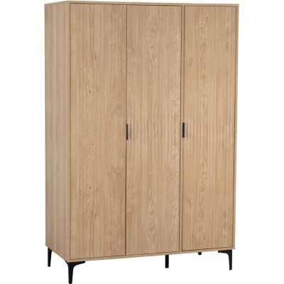Miami 3 Door Wardrobe - Oak Effect/Black