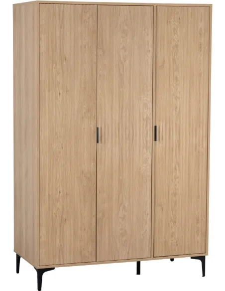 Miami 3 Door Wardrobe - Oak Effect/Black