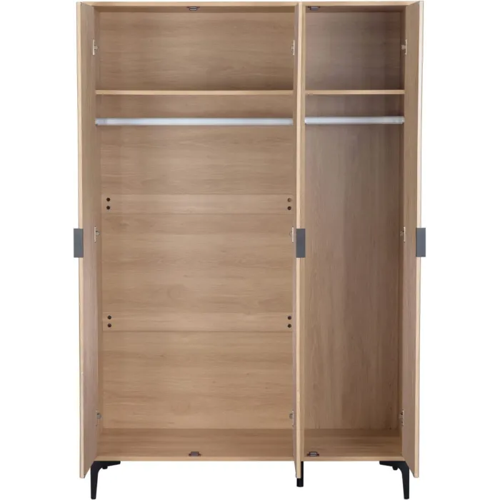 Miami 3 Door Wardrobe - Oak Effect/Black