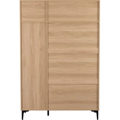 Miami 3 Door Wardrobe - Oak Effect/Black