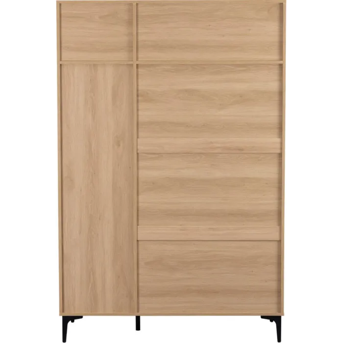 Miami 3 Door Wardrobe - Oak Effect/Black