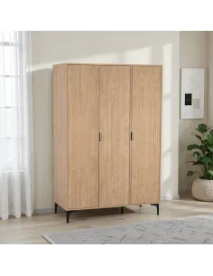 Miami 3 Door Wardrobe - Oak Effect/Black