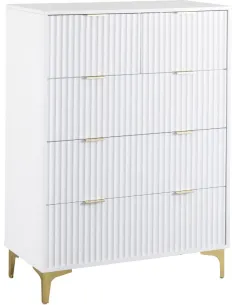 Miami 3+2 Drawer Chest - White/Gold 2