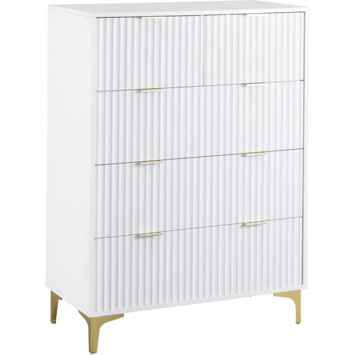 Miami 3+2 Drawer Chest - White/Gold