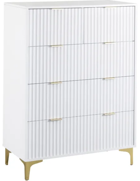 Miami 3+2 Drawer Chest - White/Gold