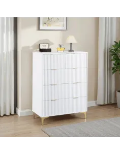 Miami 3+2 Drawer Chest - White/Gold