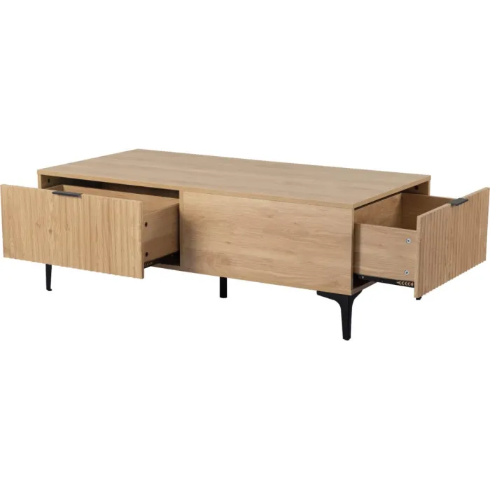 Miami 2 Drawer Coffee Table - Oak Effect/Black