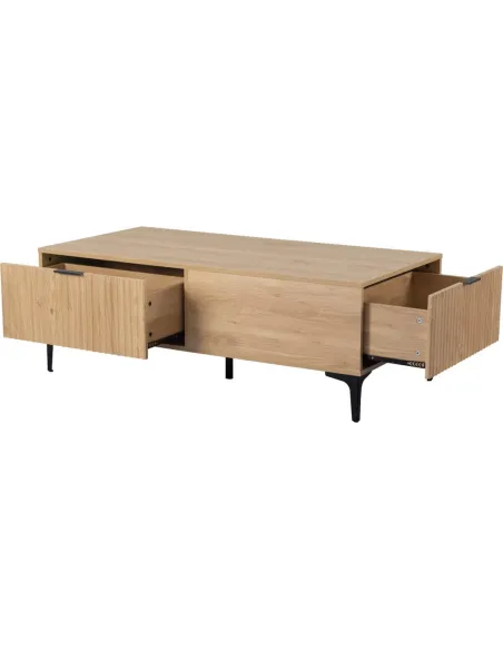 Miami 2 Drawer Coffee Table - Oak Effect/Black