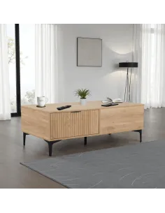 Miami 2 Drawer Coffee Table - Oak Effect/Black