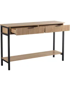 Miami 2 Drawer Console Table - Oak Effect/Black 2