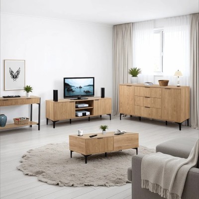 Miami 2 Drawer Coffee Table - Oak Effect/Black