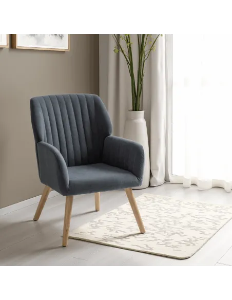 Jordan Occasional Chair - Dark Grey Velvet Fabric