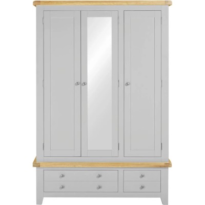 Windsor 3 Door 2 Drawer Wardrobe - Pebble Grey/Oak