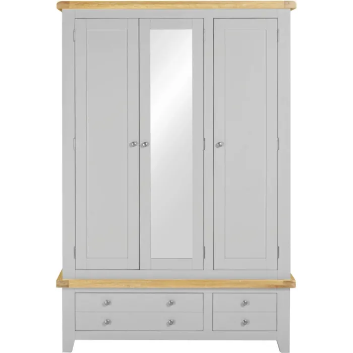 Windsor 3 Door 2 Drawer Wardrobe - Pebble Grey/Oak