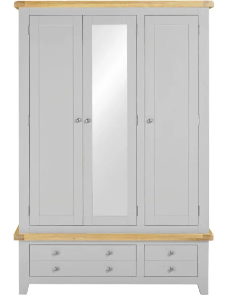 Windsor 3 Door 2 Drawer Wardrobe - Pebble Grey/Oak