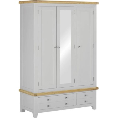 Windsor 3 Door 2 Drawer Wardrobe - Pebble Grey/Oak