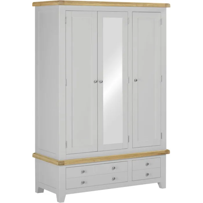 Windsor 3 Door 2 Drawer Wardrobe - Pebble Grey/Oak