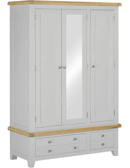 Windsor 3 Door 2 Drawer Wardrobe - Pebble Grey/Oak