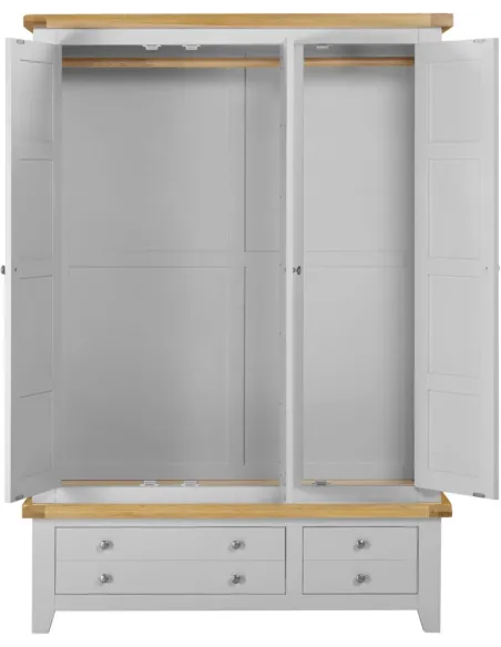 Windsor 3 Door 2 Drawer Wardrobe - Pebble Grey/Oak