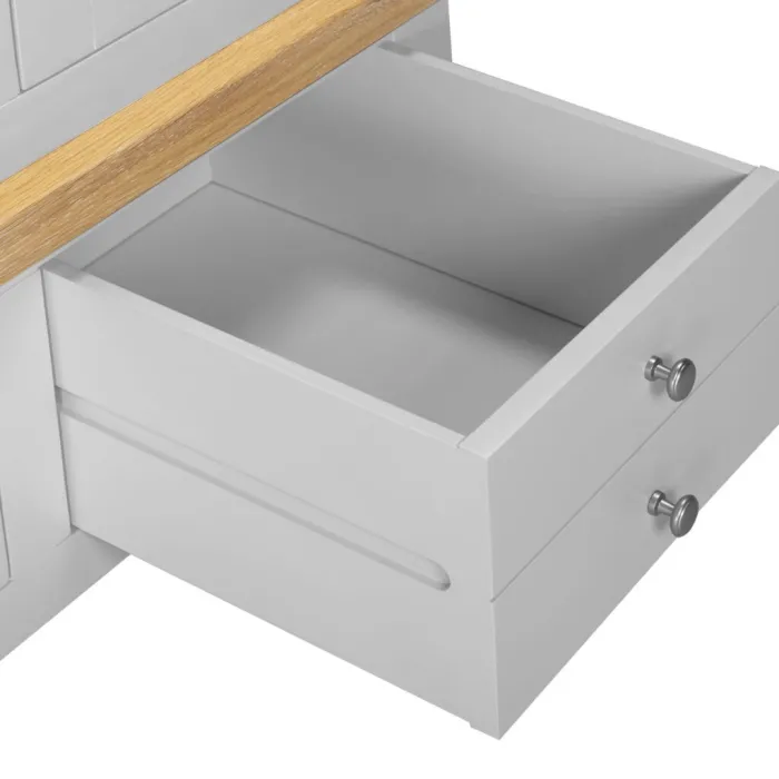Windsor 3 Door 2 Drawer Wardrobe - Pebble Grey/Oak