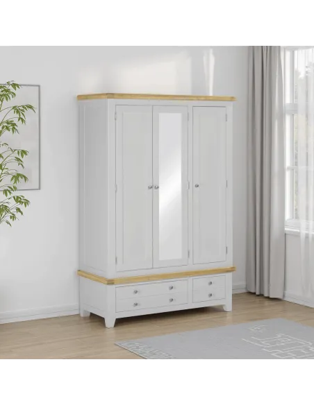Windsor 3 Door 2 Drawer Wardrobe - Pebble Grey/Oak