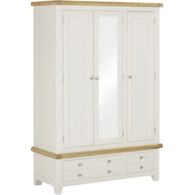 Windsor 3 Door 2 Drawer Wardrobe - Ivory/Oak