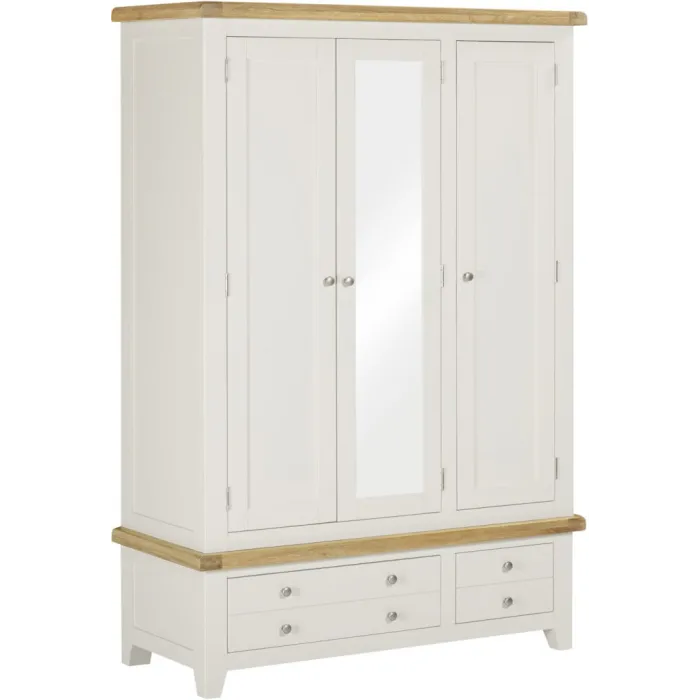 Windsor 3 Door 2 Drawer Wardrobe - Ivory/Oak
