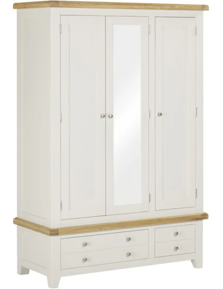 Windsor 3 Door 2 Drawer Wardrobe - Ivory/Oak