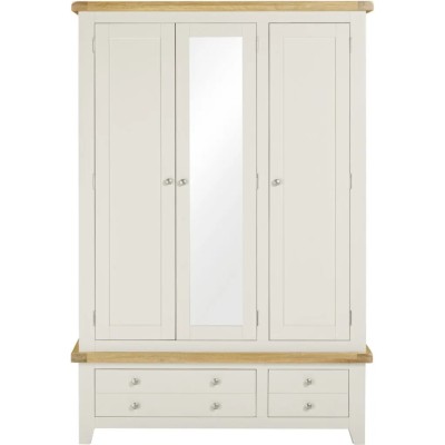 Windsor 3 Door 2 Drawer Wardrobe - Ivory/Oak