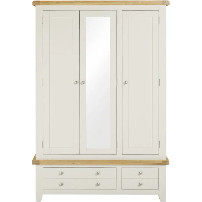 Windsor 3 Door 2 Drawer Wardrobe - Ivory/Oak