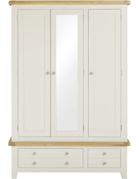 Windsor 3 Door 2 Drawer Wardrobe - Ivory/Oak